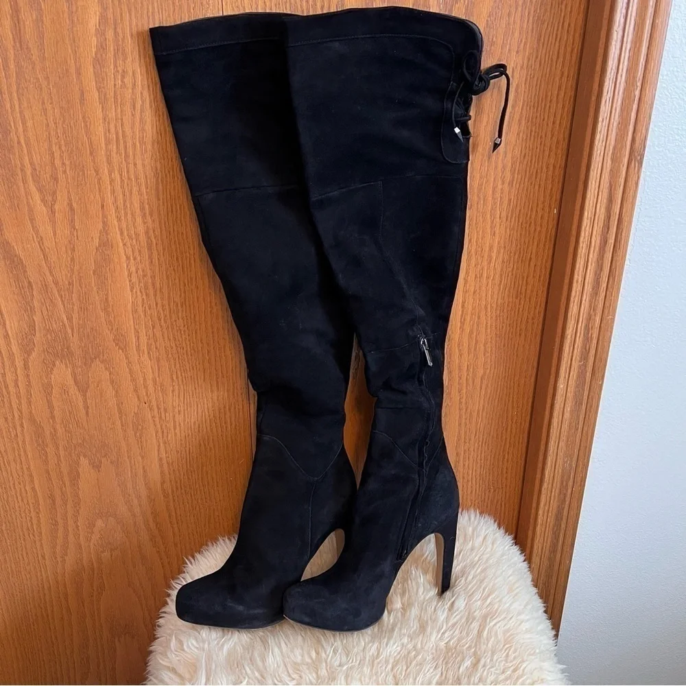 Sam Edelman Kayla Black Suede Over The Knee Boots Sz-8.5